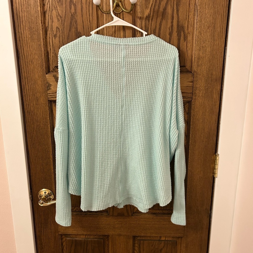 Urban Outfitters Out From Under Jojo Oversized Blue Thermal Button Up Top Medium - Picture 7 of 8